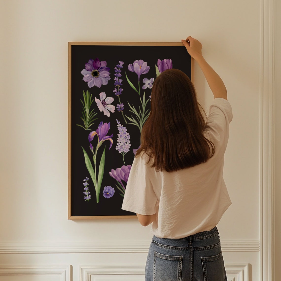 Purple Floral Wall Art, Wildflower Wall Art, Moody Floral Wall Art ...
