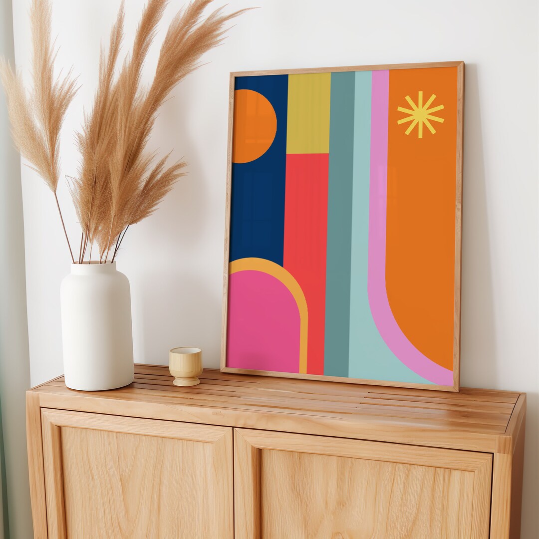 Mid Century Modern Geometric Wall Art Print Abstract Printable, Instant ...