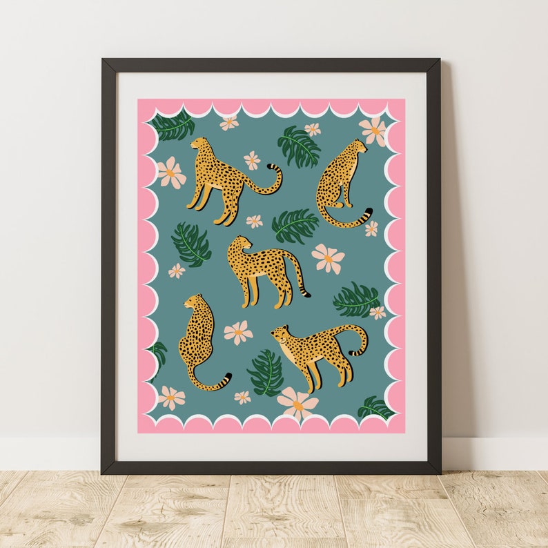 Cheetah Wall Art Print, Leopard Wall Art, Kids Animal Decor, Cute ...