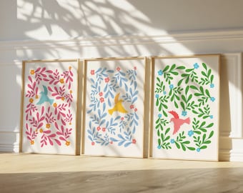 Birds Nursery Wall Art Prints: Fairytale Kids Decor (Digital Download)