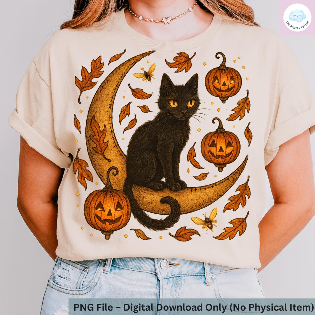 Halloween Black Cat | PNG | Sublimation Design | Print on Demand ...