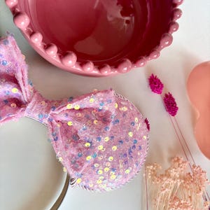 Minnie mouse ears pink sequin headband
