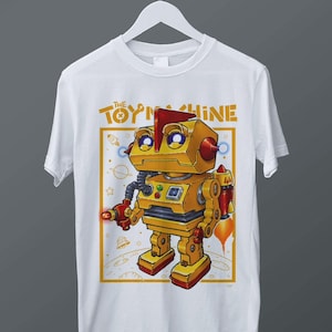 La máquina de juguetes, camiseta de manga corta unisex para niños y familias con cuello redondo, diseño clásico de dibujos animados para imprimir