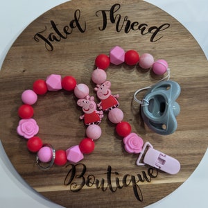 Set Mamá y Bebé Peppa Clip Chupete+Pulsera Llavero