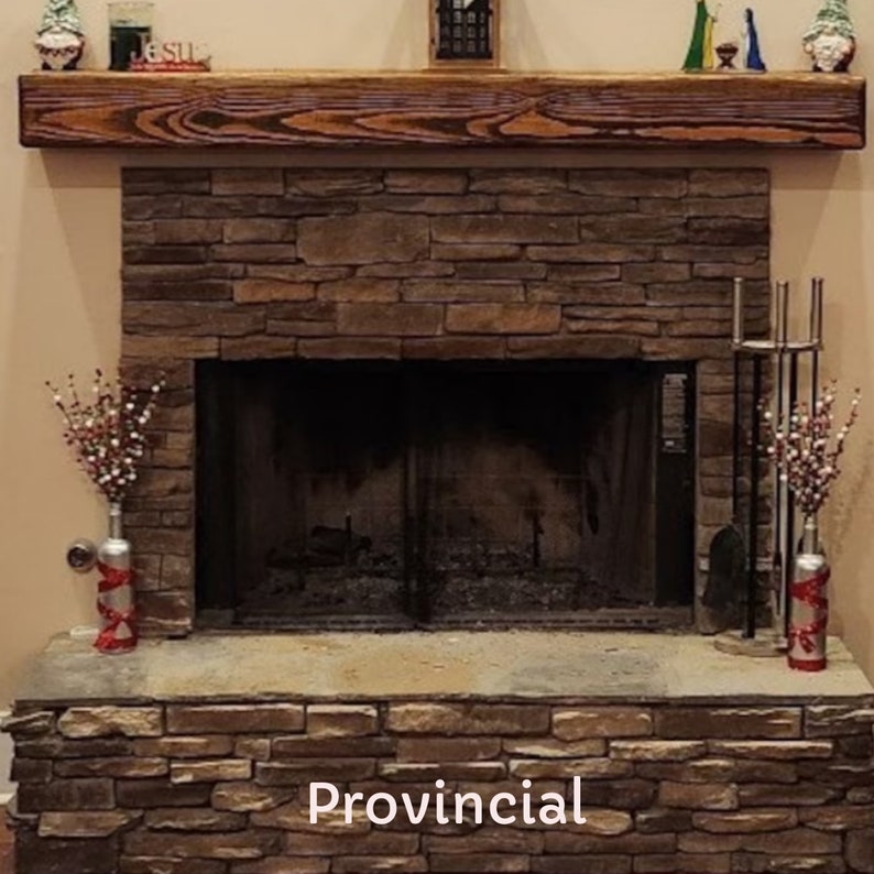 Rustic Matte Finish Fireplace Mantel, Distressed Wood Live Edge Mantle