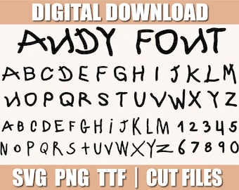 Andy Font TTF, Andy Font Svg, Toy Font Svg, Cut files for Cricut and Silhouette, instant download, COD028