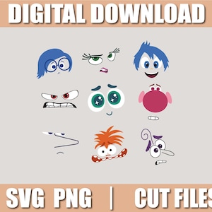 9 Inside Out Character Face Svg, Cute Face Svg, Cut files for Cricut, instant download, COD088
