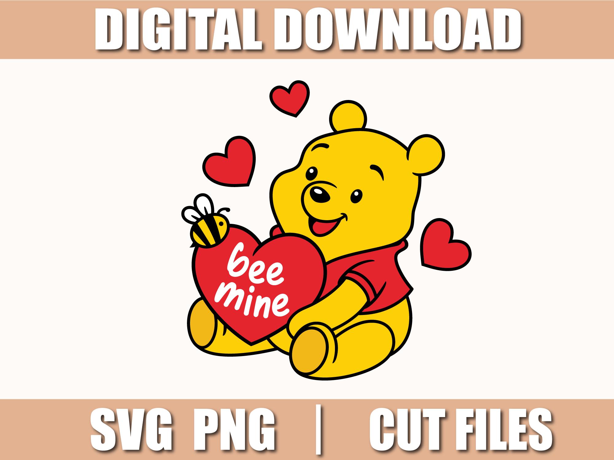 Valentine's Bear Svg, Pooh Valentine Svg, Bee Mine Svg, Png, Cut