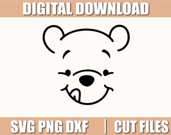Winnie the Pooh Face Svg, Png, Cut files for Cricut and Silhouette, instant download, COD045