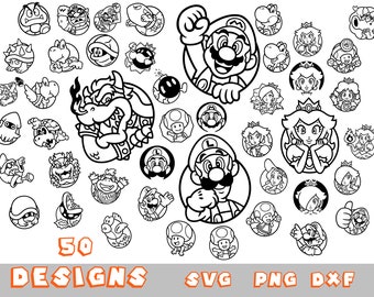 Retro Games Icons Outline, Characters SVG, Cut files for Cricut and Silhouette, Svg, png,instant download, 002