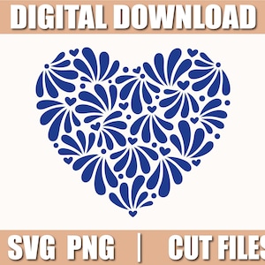 Mexicaanse Talavera Svg, Mexicaanse Talavera Corazon Svg, Png, Cut-bestanden voor Cricut, instant download, COD055