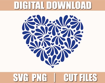 Mexican Talavera Svg, Mexican Talavera Corazon Svg, Png, Cut files for Cricut, instant download, COD055