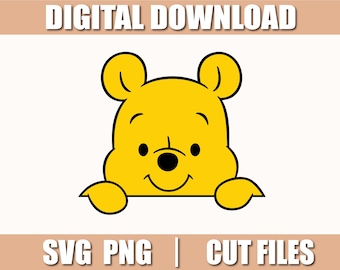 Pooh Peeking Svg, Pooh Svg, Png, Cut files for Cricut, instant download, COD043