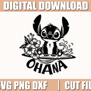 Stitch Svg, Family Ohana Svg, Cut files for Cricut and Silhouette, instant download, COD079