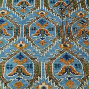 10x12 Hand knotted oushak rugs ,100% wool, blue brown luxurious rug perfect for living,room bed room and lay the carpet anywhere.