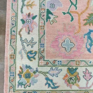 8x10 Hand knotted oushak pink rugs ,100% wool, luxurious feel perfect for bedroom, guest room, dining table room and lay carpet anywhere.
