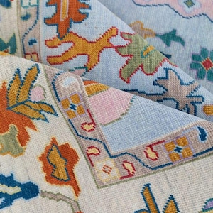8x10 Hand knotted oushak rugs ,100% wool, multi colour luxurious rug perfect for living,room bed room and lay the carpet anywhere.