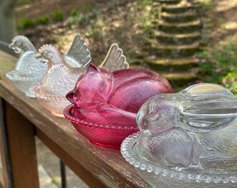 Indiana Glass Animal Candy Dishes / Trinket Boxes