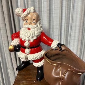 Atlantic Ceramic Smiley Santa with Bag Figurine