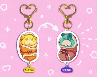 Oatchi and Moss Double-Sided Keychain | Kind Baby vs. Evil Baby