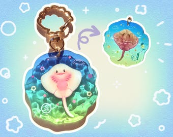 Sea Ray | Double-Sided Acrylic Keychain | Water-Rippled