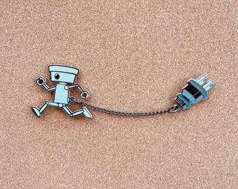 CHIBI-ROBO! Silver Enamel Pin with Chain