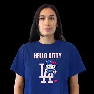 Hello Kitty LA Dodgers unisex t-shirt, blue baseball shirt, world series champions image 3