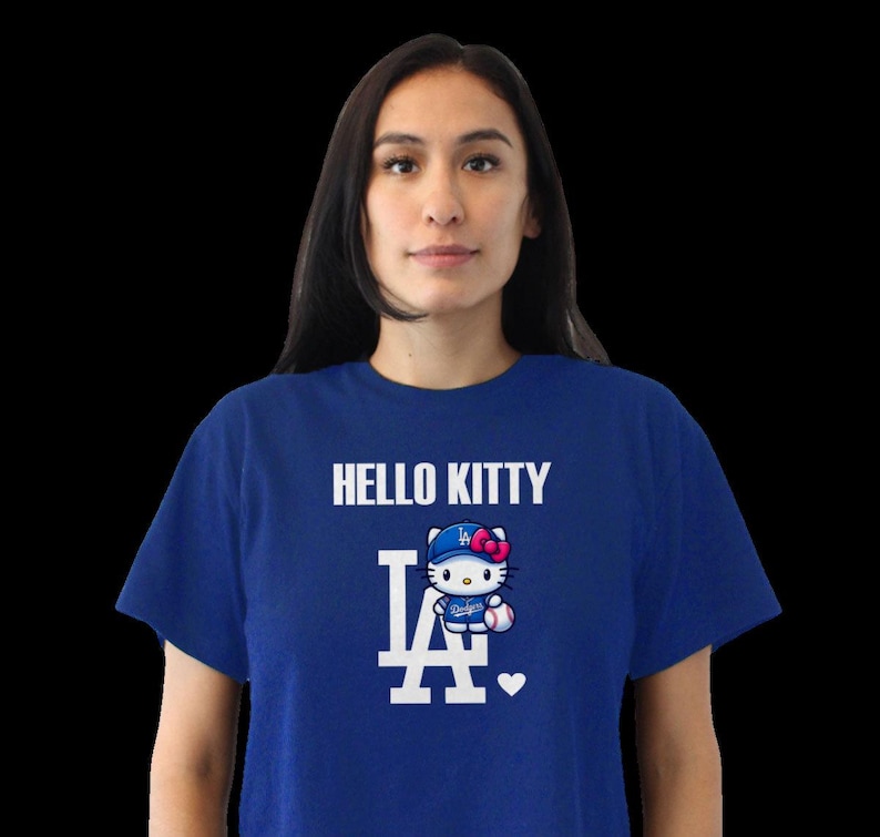 Hello Kitty LA Dodgers unisex t-shirt, blue baseball shirt, world series champions image 5