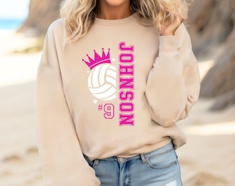 personalized Volleyball crewneck, number, name/last name, and color. volleyball custom season sweater, club volleyball personalized.fan club