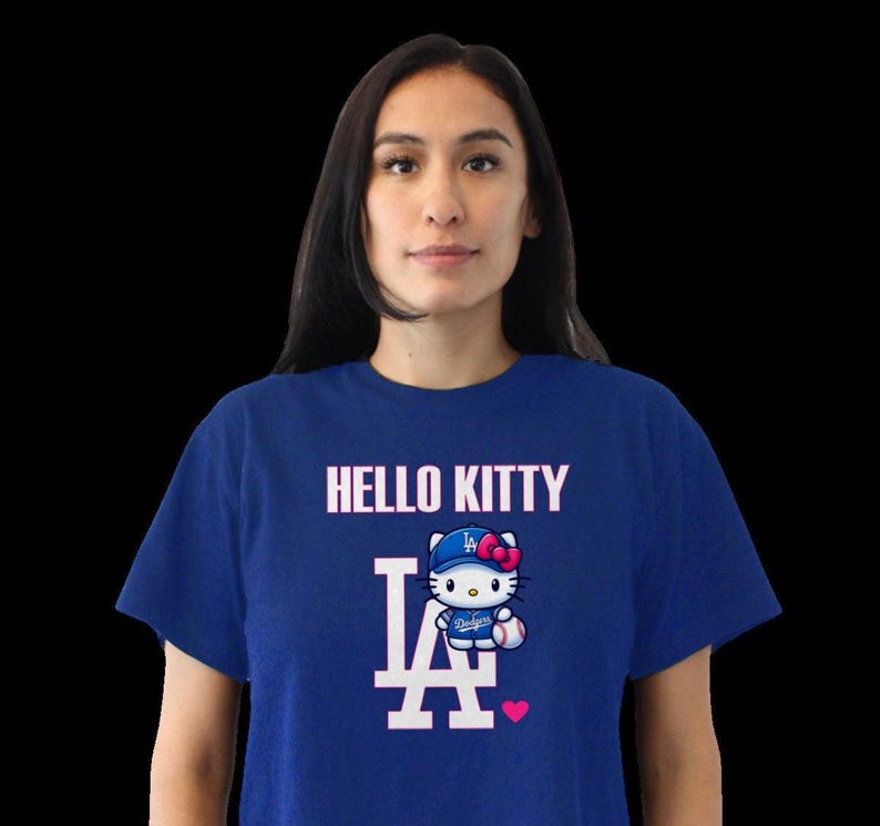 Hello Kitty LA Dodgers unisex t-shirt, blue baseball shirt, world series champions image 3