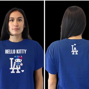 Hello Kitty LA Dodgers unisex t-shirt, blue baseball shirt, world series champions image 7
