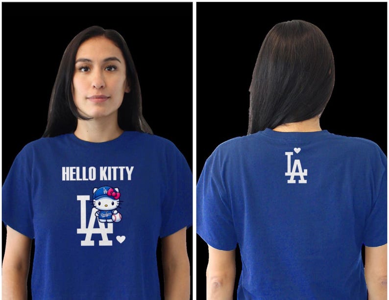 Hello Kitty LA Dodgers unisex t-shirt, blue baseball shirt, world series champions image 7