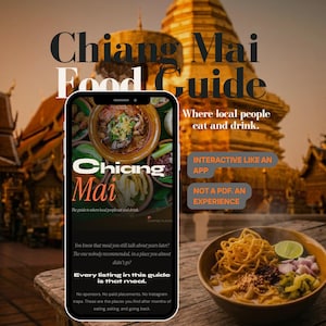 Guía gastronómica de Chiang Mai / Mapa interactivo / Restaurantes, cafeterías y panaderías de comida callejera / Guía de viaje de Tailandia / Descarga digital