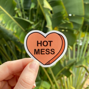 Vinyl Herz Aufkleber Hot Mess, bestes Geschenk, nette lustige Aufkleber, wasserdicht und langlebig