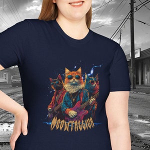 Meowtalica Cat Unisex T-Shirt, Funny 80&#39;s Rock Band Tee, Softstyle Shirt, Cat Lover Gift, Music Fan Apparel, Bootleg style tee, Cat band
