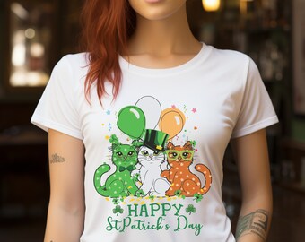 St. Patrick's Day Short Sleeve Tee, Irish Cat Shirt, Cute Cat t-shirt