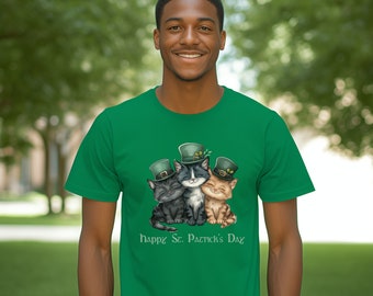 Cat St Patrick's Day shirt, Saint Patrick's Day tee, Cat lover shirt, Cute Shamrock t-shirt