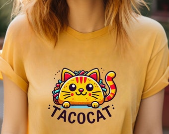 Tacocat T-Shirt, Funny cat shirt, Cat lover tee, Taco lover shirt