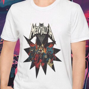 Meowtalica Cat Unisex T-Shirt, Funny 80&#39;s Rock Band Tee, Softstyle Shirt, Cat Lover Gift, Music Fan Apparel, Bootleg style tee, Cat band