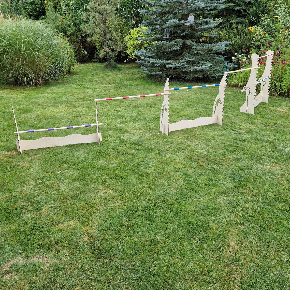 NEW HOBBY HORSE Set 3 X Obstales 1x60cm;1x80cm;1x100cm Agility Garden ...