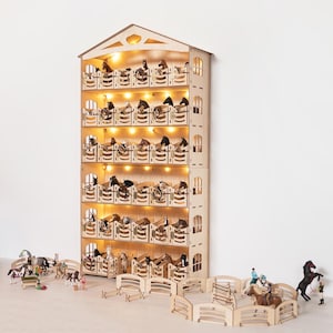 Écurie 36 + éclairage + accessoires pour chevaux Schleich Papo Breyer pferde jouet de grange en bois pferdestall accessoires jouets écurie pour chevaux