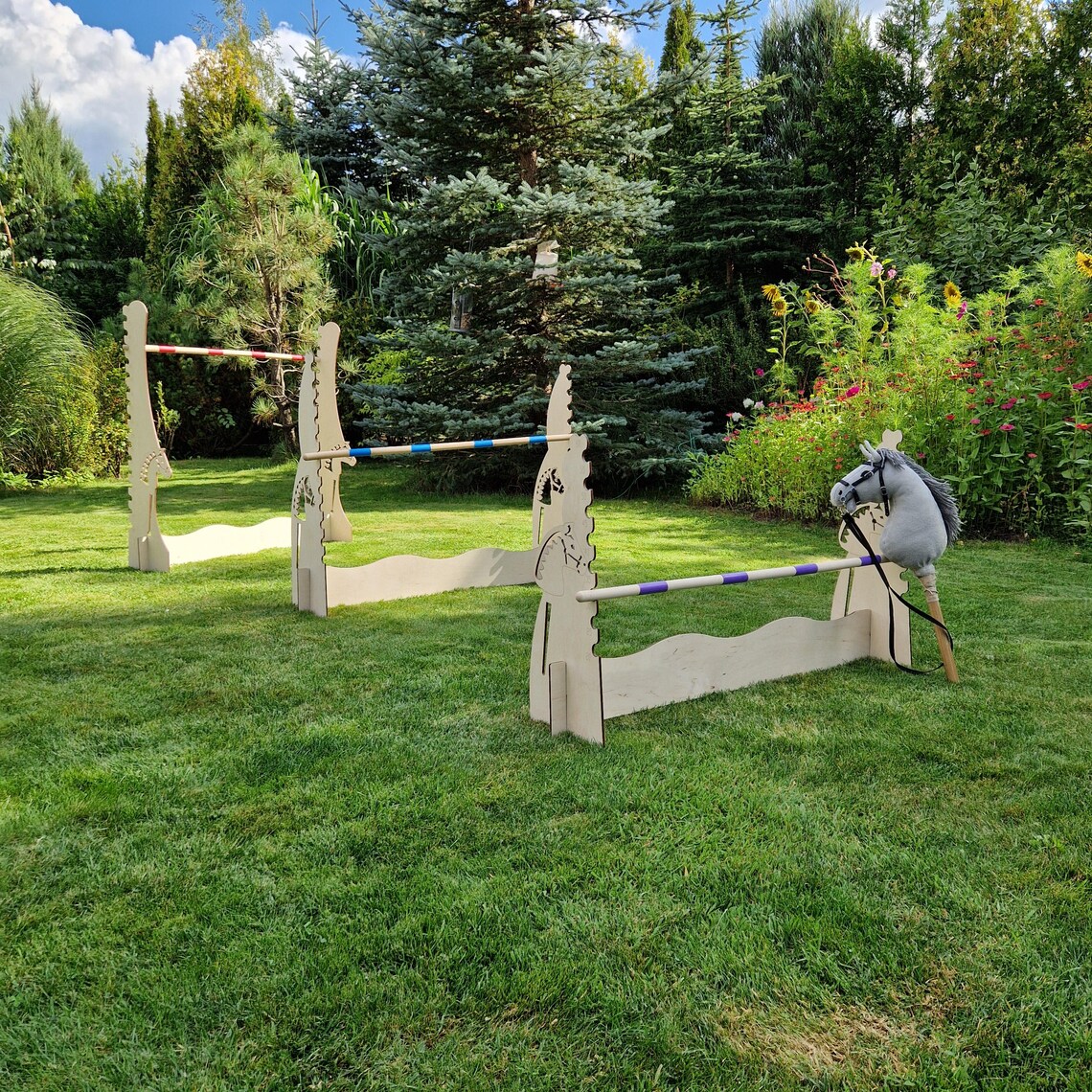 NEW HOBBY HORSE Set 3 X Obstales 1x60cm;1x80cm;1x100cm Agility Garden ...