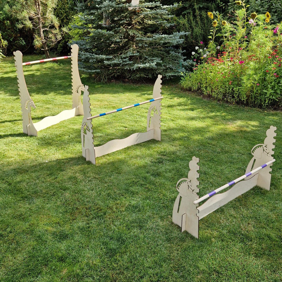 NEW HOBBY HORSE Set 3 X Obstales 1x60cm;1x80cm;1x100cm Agility Garden ...