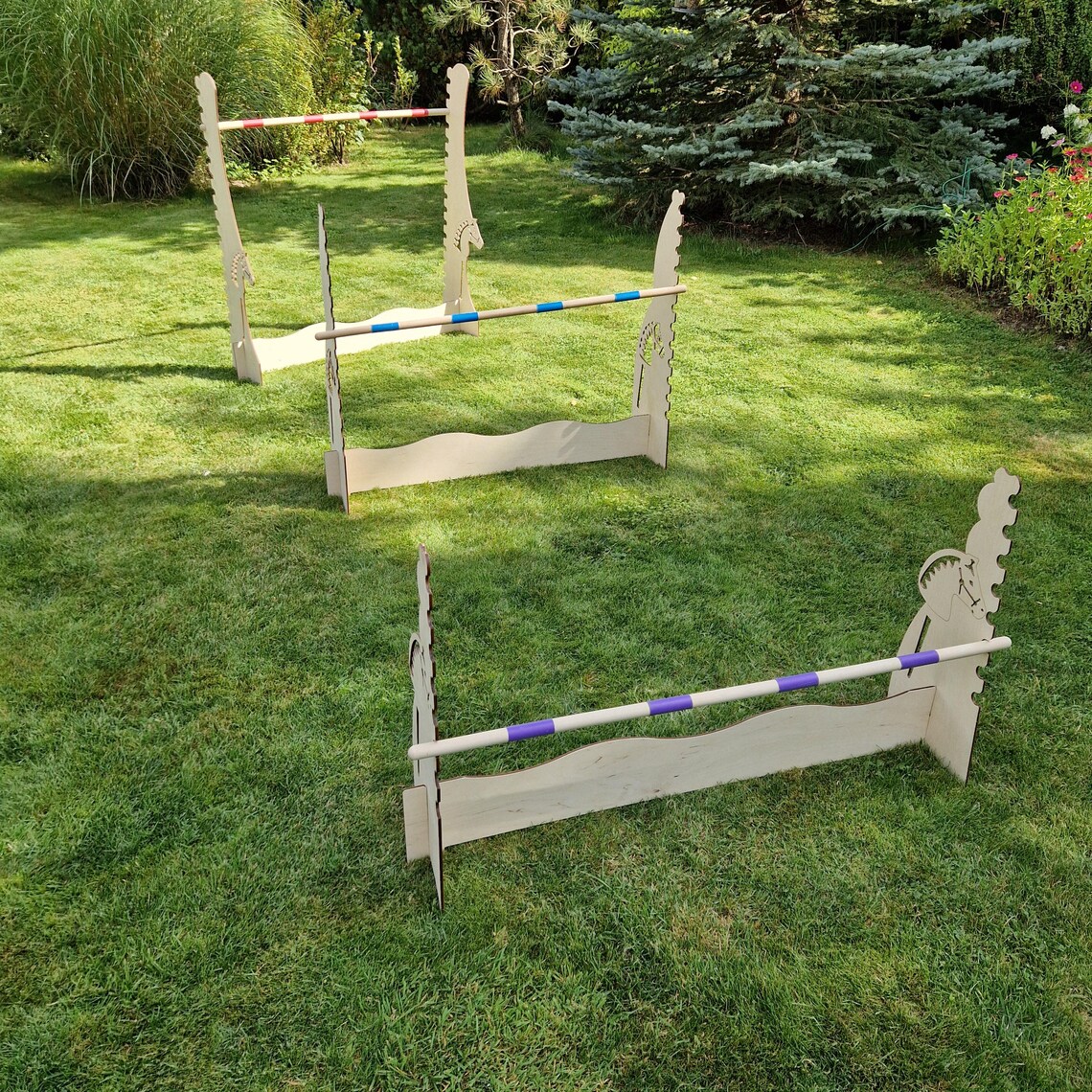 NEW HOBBY HORSE Set 3 X Obstales 1x60cm;1x80cm;1x100cm Agility Garden ...