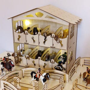 Nouveau modèle mural pour écurie 8 stalles pferde écurie grange en bois jouet pferdestall holz accessoires Schleich Papo Breyer jouets écurie pour chevaux