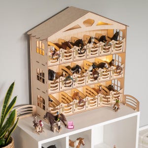 Ecurie 18 box + éclairage + accessoires pour chevaux Schleich Papo Breyer pferde jouet de grange en bois pferdestall accessoires jouets écurie pour chevaux