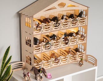 Stall 18 Stall+Beleuchtung+Zubehör für Schleich Papo Breyer Pferde pferde hölzern Scheunenspielzeug pferdeestall zubehör spielzeug écurie pour Chevaux