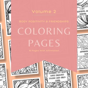Páginas para colorir para alívio do estresse, livro de colorir sobre autocuidado, palavras de afirmação, afirmações "Eu Sou", saúde mental e positividade corporal