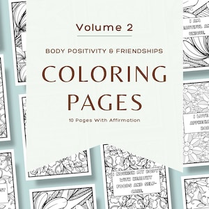 Páginas para colorir para alívio do estresse, livro de colorir sobre autocuidado, palavras de afirmação, afirmações "Eu Sou", saúde mental e positividade corporal