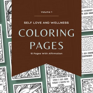 Páginas para colorir de autocuidado e positividade, livro para colorir de afirmações para imprimir, atividade de bem-estar, citações sobre saúde mental, PDF para impressão de arteterapia